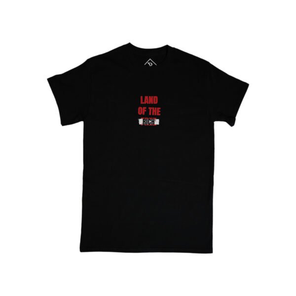 Land Of The Rich Red on Black Tee